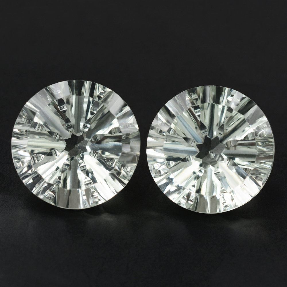 GREEN AMETHYST CONCAVE SPLENDOR CUT ROUND 16MM 13.97 Cts.