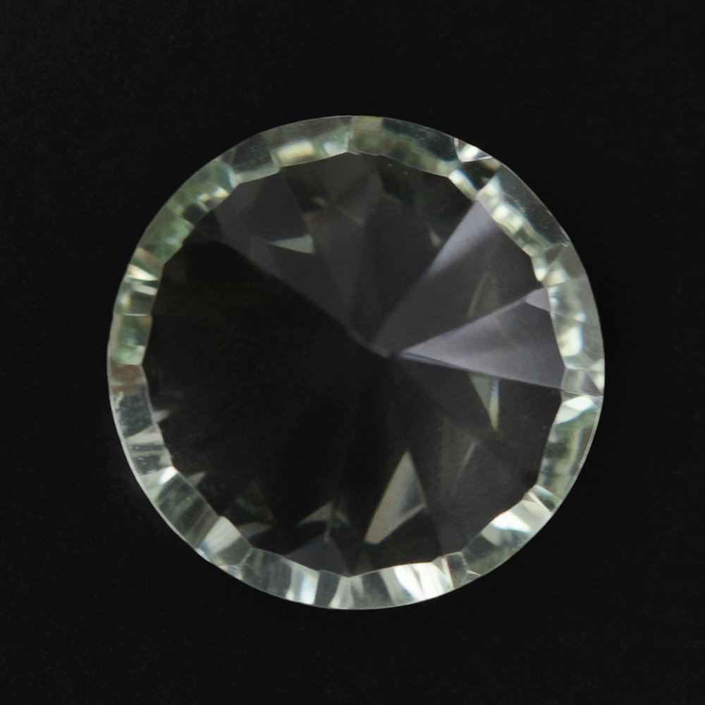 GREEN AMETHYST CONCAVE STRAIGHT FACETED ROUND 10MM 3.33 Cts.