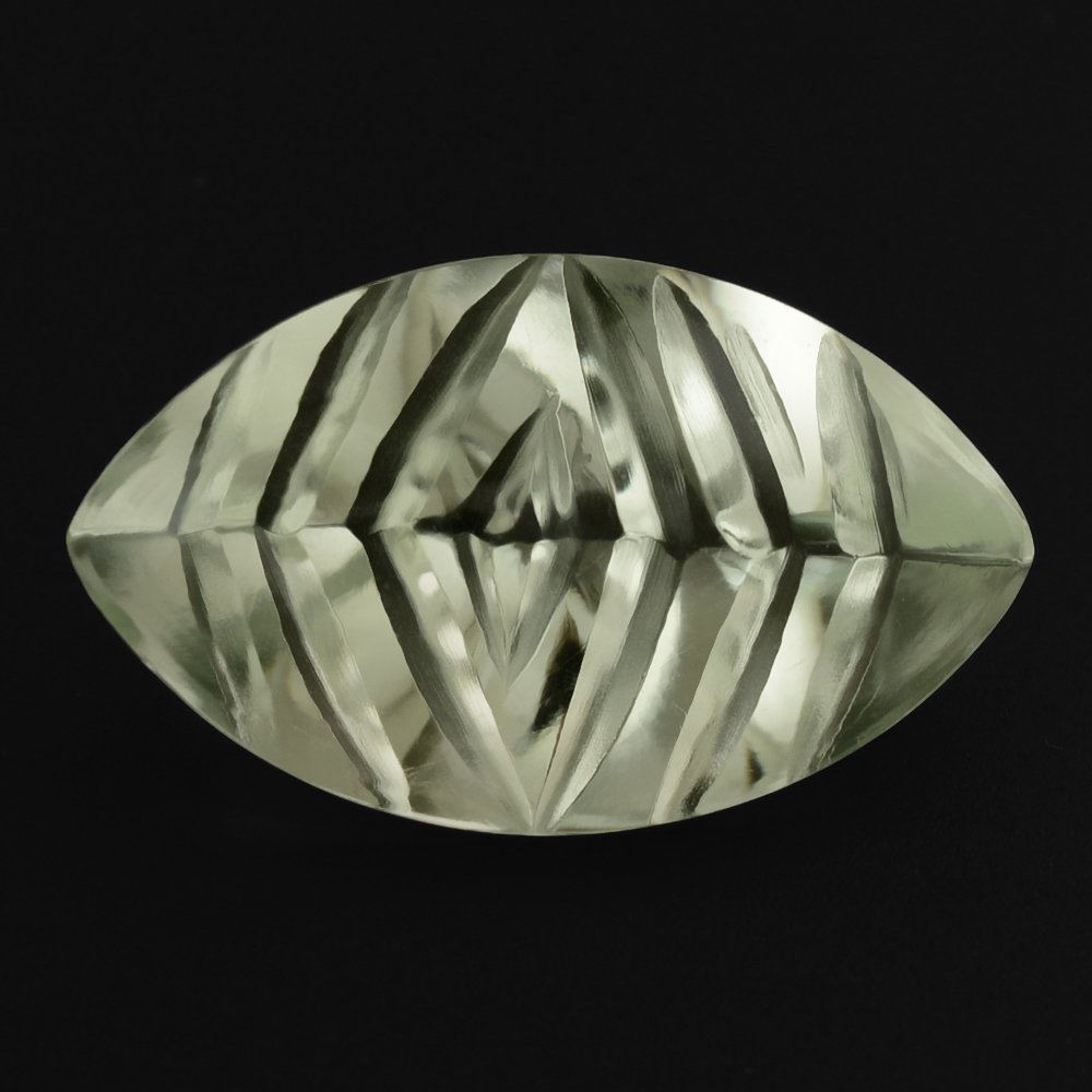 GREEN AMETHYST BUFFTOP CONCAVE BACK MARQUISE 20X12MM 9.11 Cts.