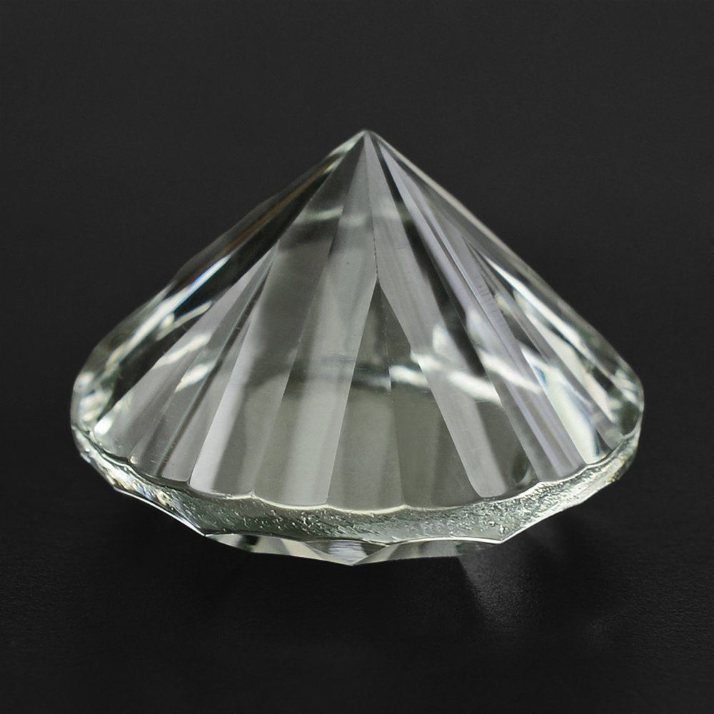 GREEN AMETHYST CONCAVE STRAIGHT FACETED ROUND 14MM 8.78 Cts.