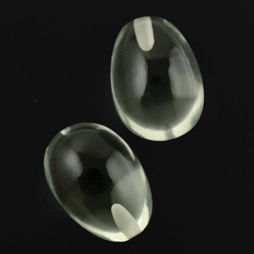 GREEN AMETHYST PLAIN EGGS (HALF DRILL) 10X7MM 2.02 Cts.