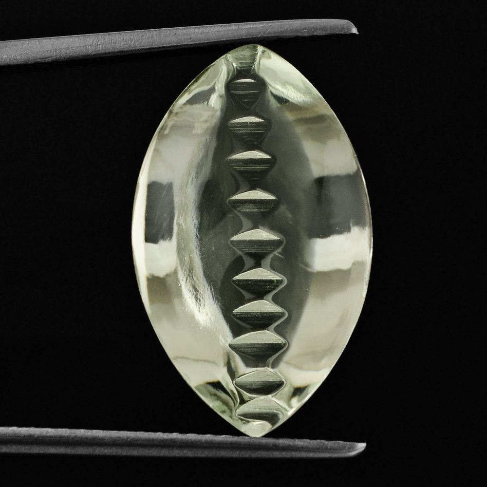 GREEN AMETHYST BUFFTOP ZIP CUT BACK MARQUISE 20X12MM 11.09 Cts.