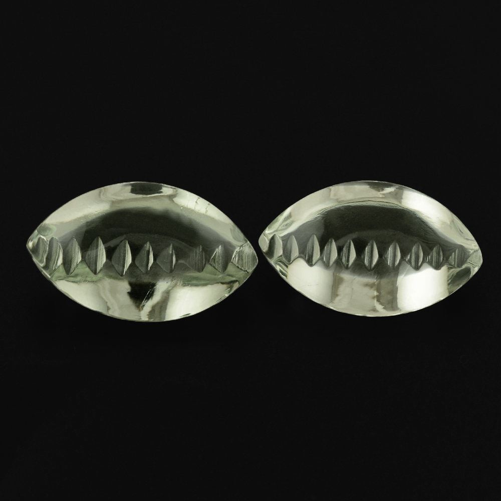 GREEN AMETHYST BUFFTOP ZIP CUT BACK MARQUISE 20X12MM 11.09 Cts.