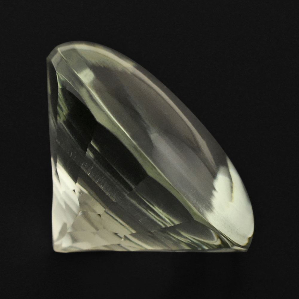 GREEN AMETHYST BUFFTOP CONCAVE STEP CUT BACK ROUND 14MM 8.77 Cts.