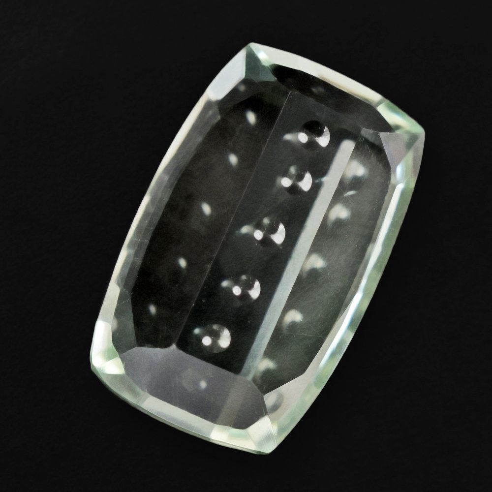 GREEN AMETHYST BUBBLE LINE CUSHION 16X10MM 7.28 Cts.