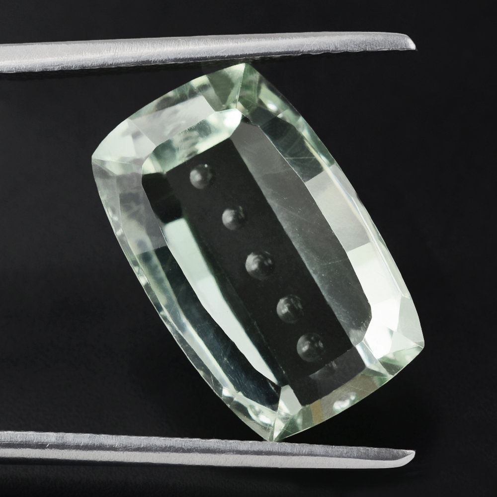 GREEN AMETHYST BUBBLE LINE CUSHION 16X10MM 7.28 Cts.
