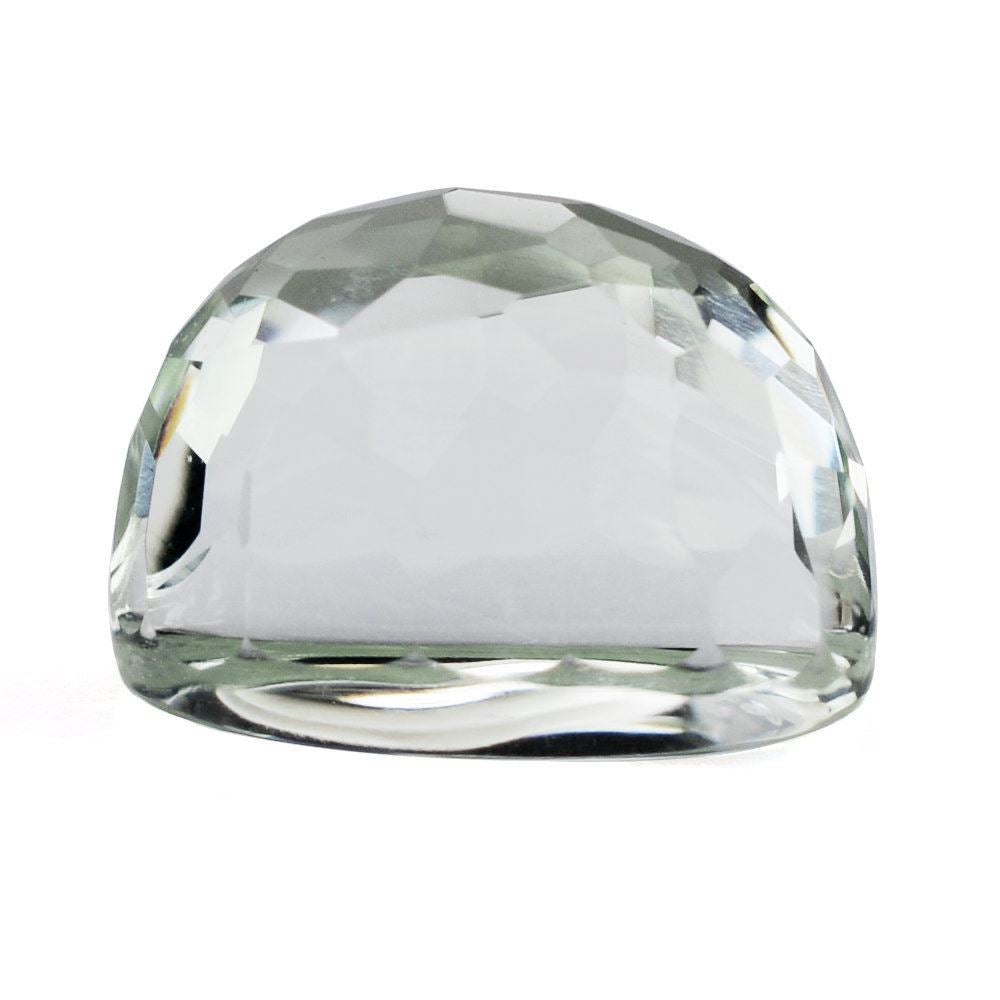 GREEN AMETHYST IRREGULAR FACETED OVAL CAB (HIGH DOME) 10.50X6MM 3.52 Cts.