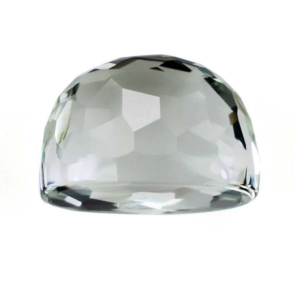 GREEN AMETHYST IRREGULAR FACETED OVAL CAB (HIGH DOME) 10.50X6MM 3.52 Cts.
