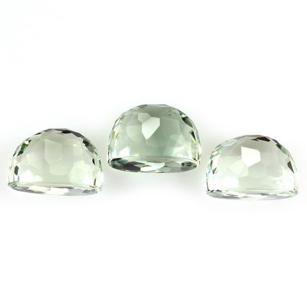 GREEN AMETHYST IRREGULAR FACETED OVAL CAB (HIGH DOME) 10.50X6MM 3.52 Cts.