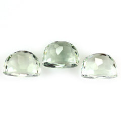 GREEN AMETHYST IRREGULAR FACETED OVAL CAB (HIGH DOME) 10.50X6MM 3.52 Cts.