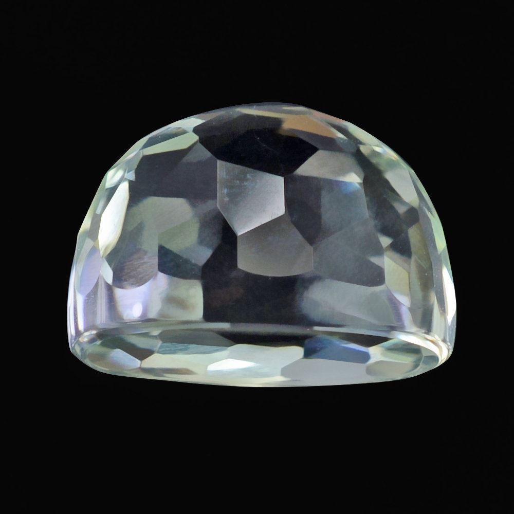 GREEN AMETHYST IRREGULAR FACETED OVAL CAB (HIGH DOME) 10.50X6MM 3.52 Cts.
