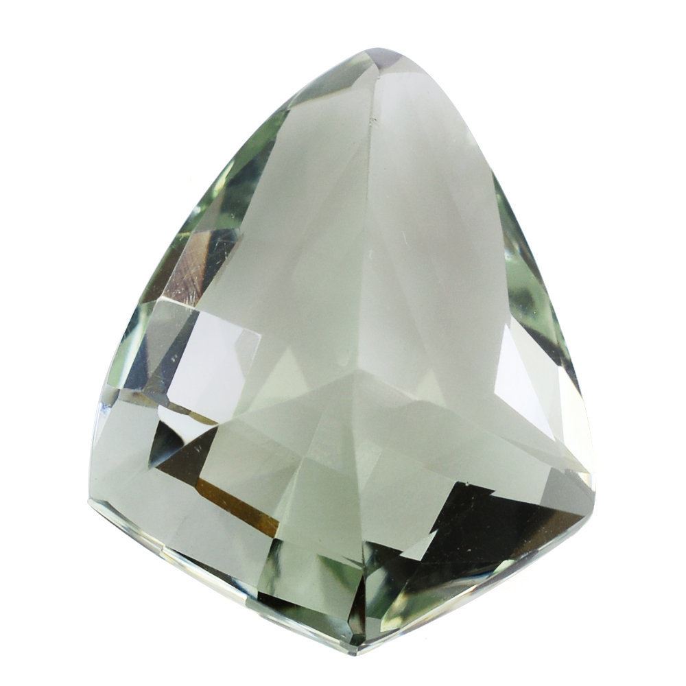 GREEN AMETHYST FACETED SHIELD 16X13MM 8.20 Cts.