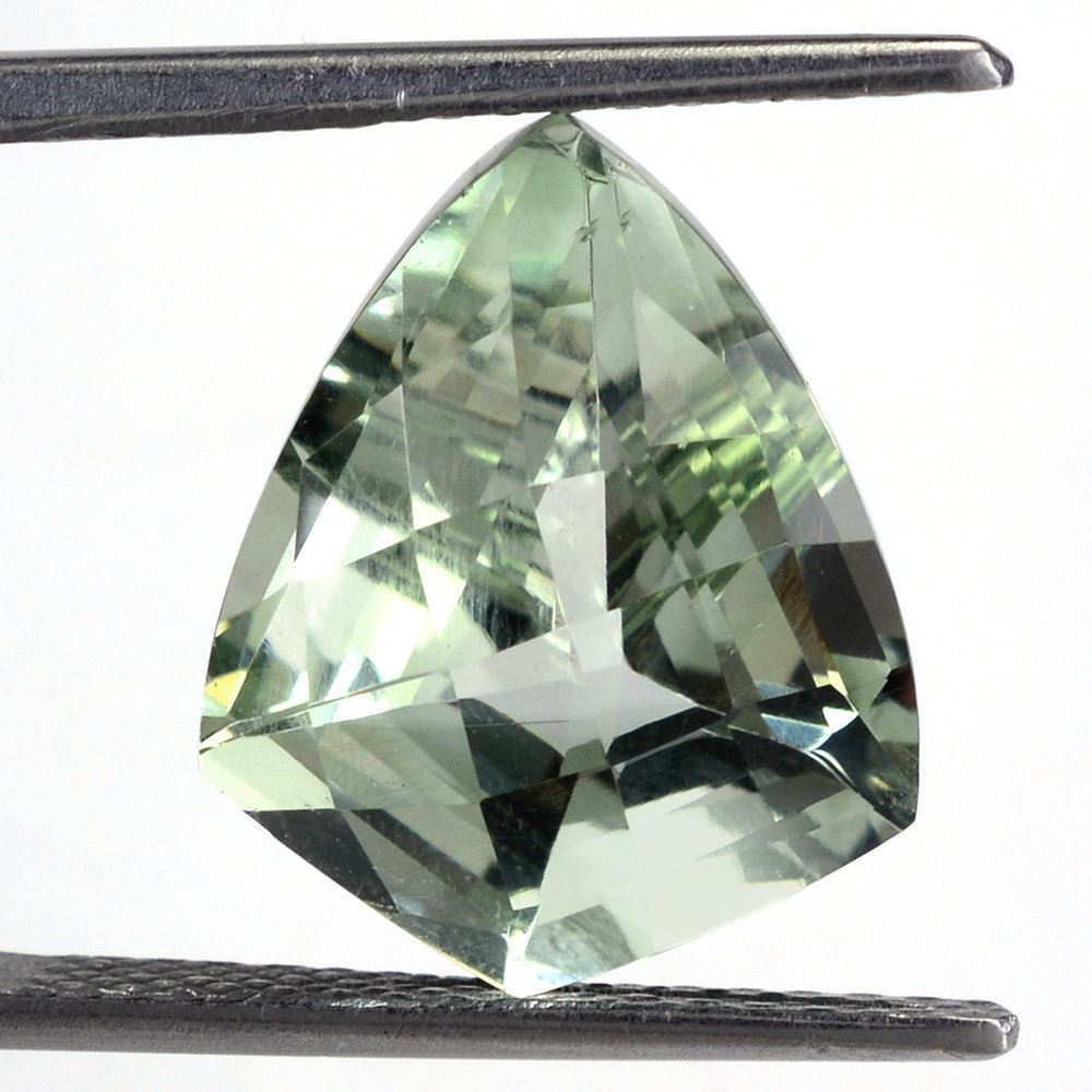 GREEN AMETHYST FACETED SHIELD 16X13MM 8.20 Cts.