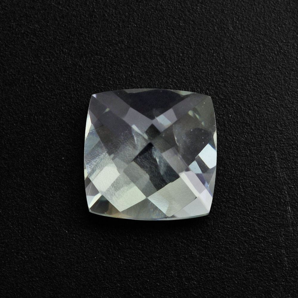 GREEN AMETHYST CHECKER CUT  CUSHION 6MM 0.91 Cts.