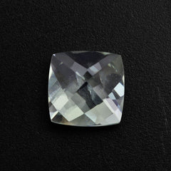 GREEN AMETHYST CHECKER CUT  CUSHION 6MM 0.91 Cts.