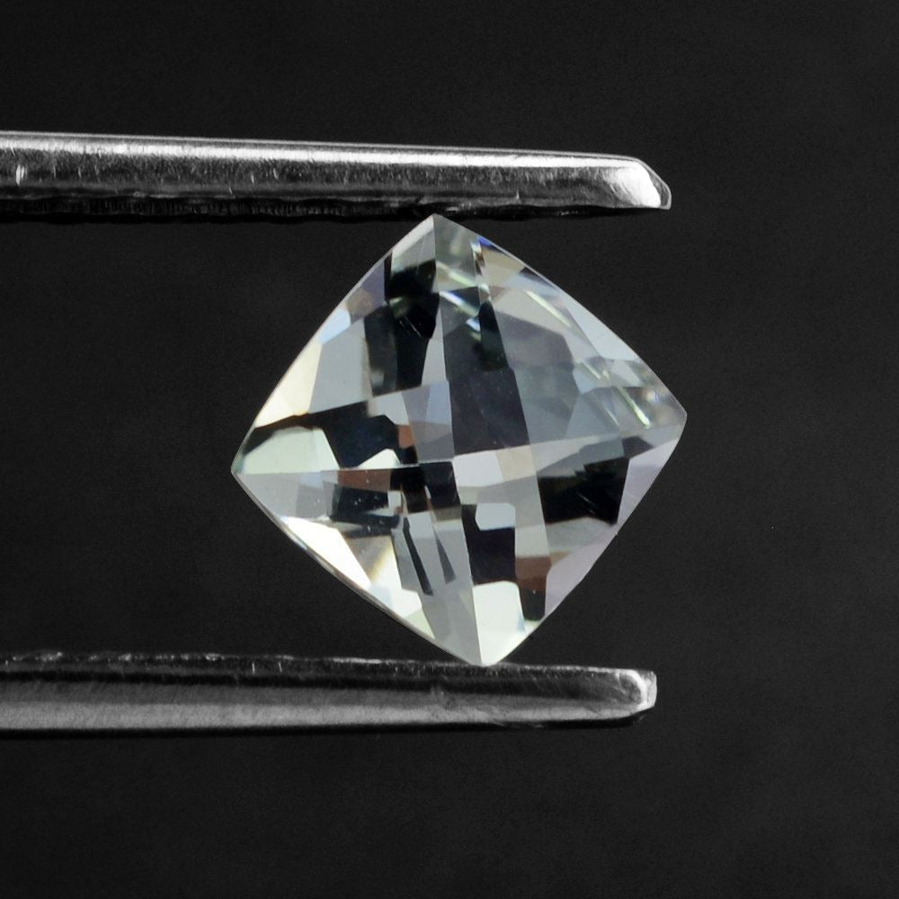 GREEN AMETHYST CHECKER CUT  CUSHION 6MM 0.91 Cts.