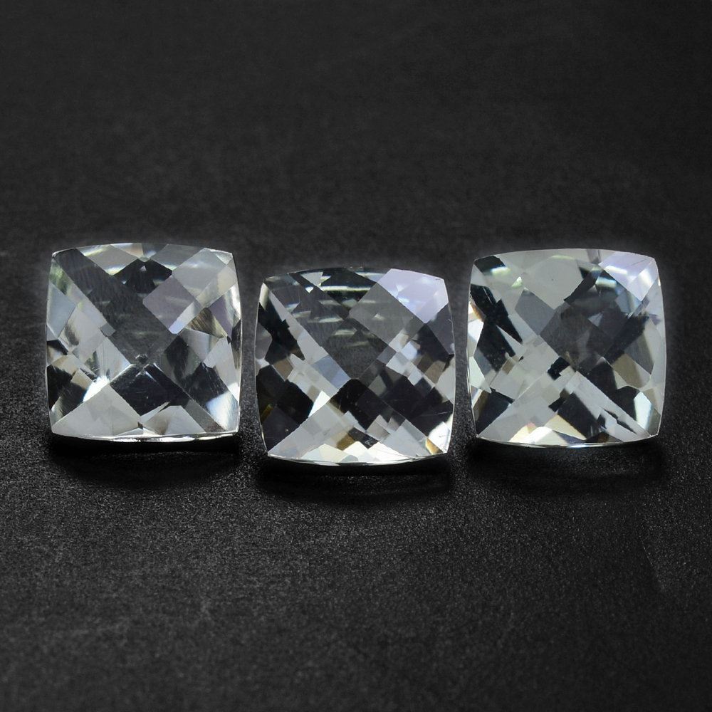 GREEN AMETHYST CHECKER CUT  CUSHION 6MM 0.91 Cts.