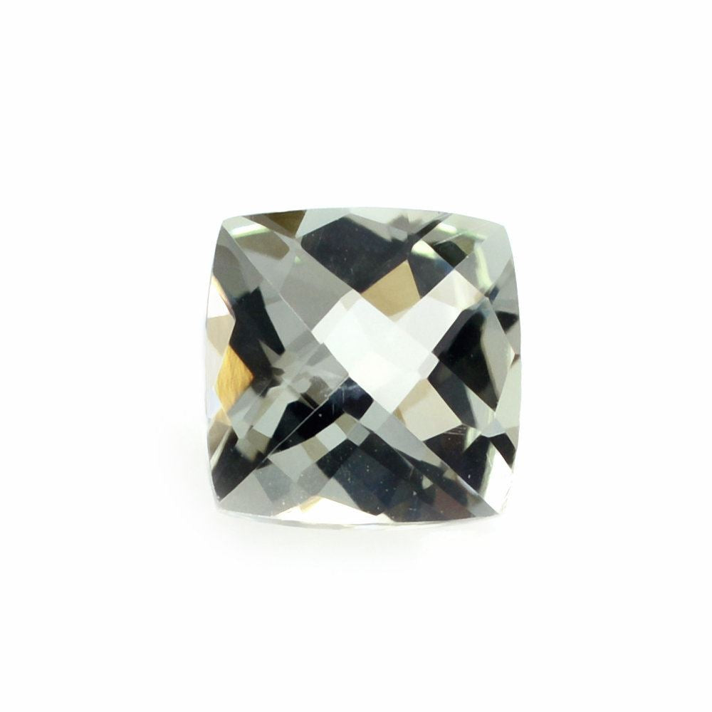 GREEN AMETHYST CHECKER CUT  CUSHION 6MM 0.91 Cts.