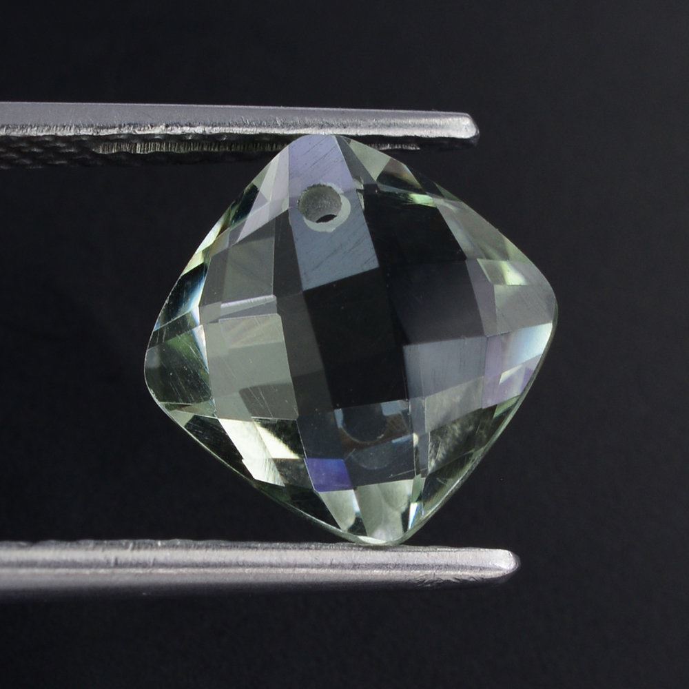 GREEN AMETHYST BRIOLETTE CUSHION (FULL DRILL 1MM) 10MM 3.95 Cts.