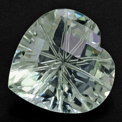 GREEN AMETHYST CHECKER ON TOP BACK LAZER CUT HEART 15MM 9.60 Cts.