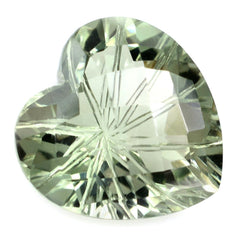 GREEN AMETHYST CHECKER ON TOP BACK LAZER CUT HEART 15MM 10.75 Cts.