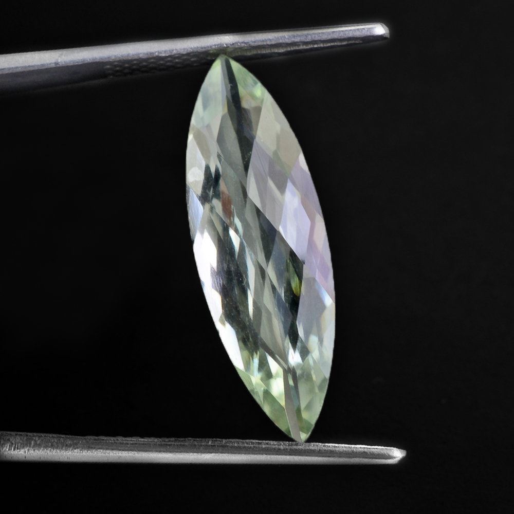 GREEN AMETHYST CHECKER CUT MARQUISE 25X8MM 5.90 Cts.