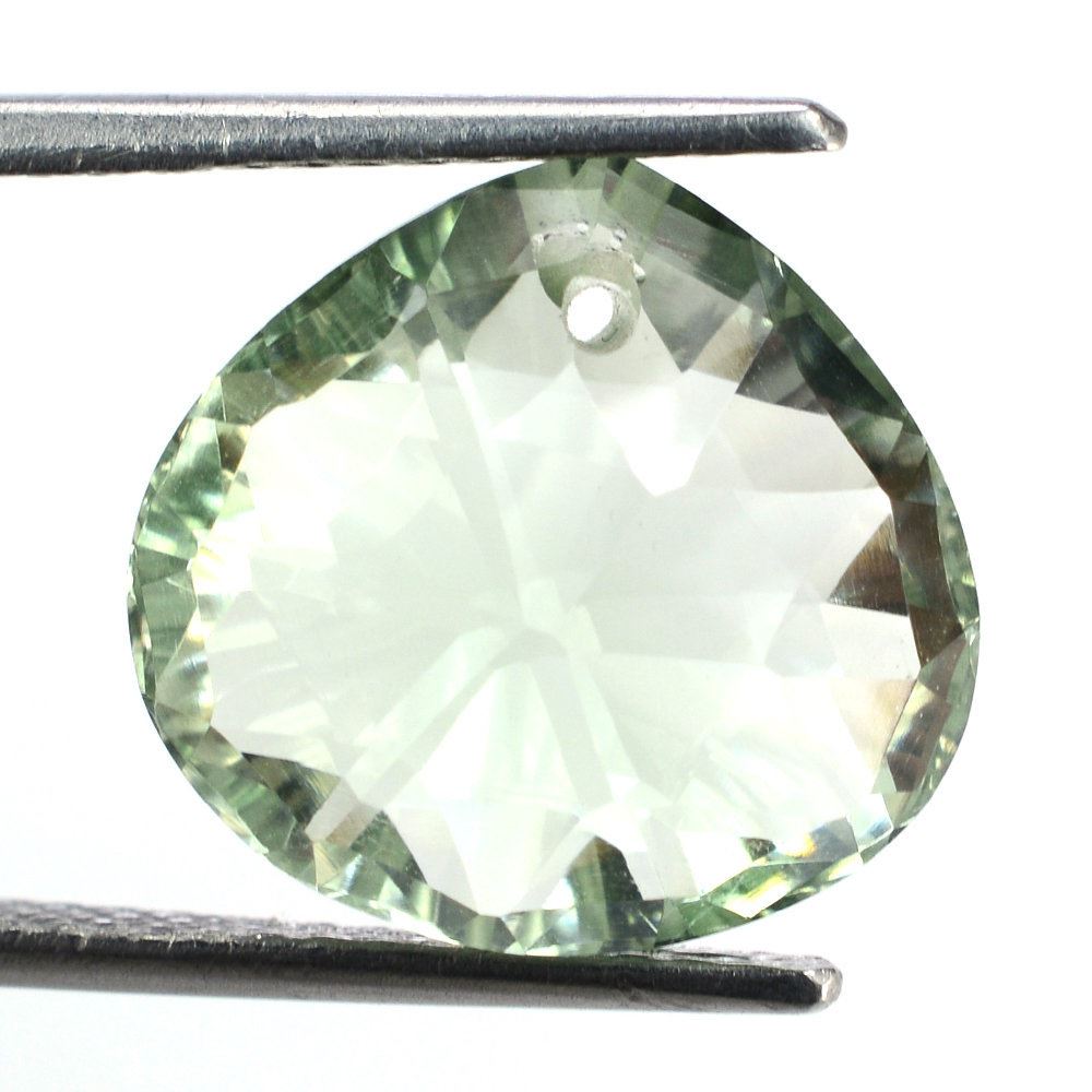 GREEN AMETHYST CONCAVE BRIOLETTE PEAR (TABEEZ) (FULL DRILL) 15X14MM 9.15 Cts.