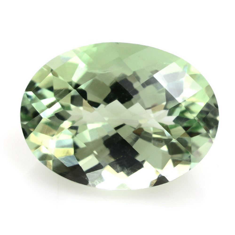 GREEN AMETHYST CHECKER CUT OVAL 20X15MM 15.40 Cts.