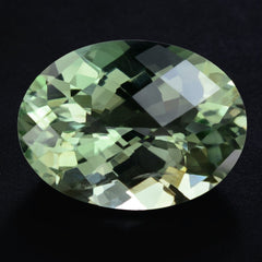 GREEN AMETHYST CHECKER CUT OVAL 20X15MM 15.40 Cts.