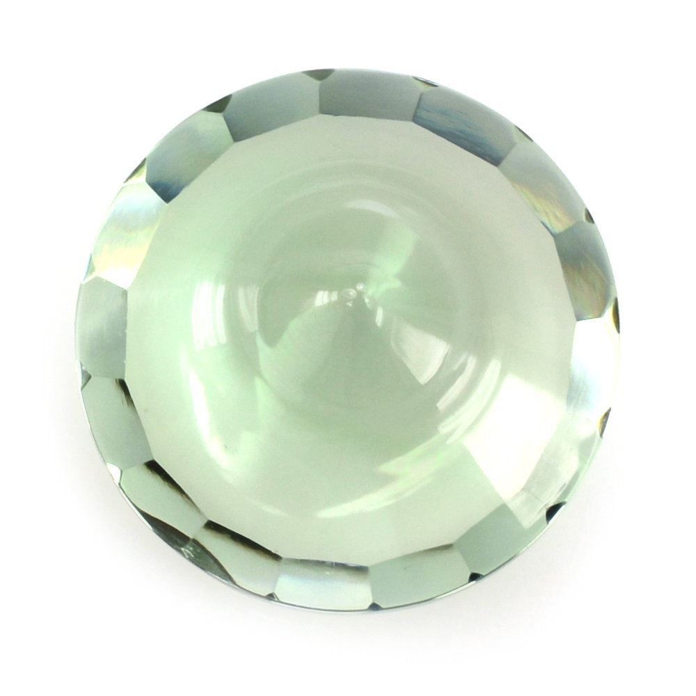 GREEN AMETHYST CONCAVE CONE ROUND (DES#140) 15MM 10.19 Cts.