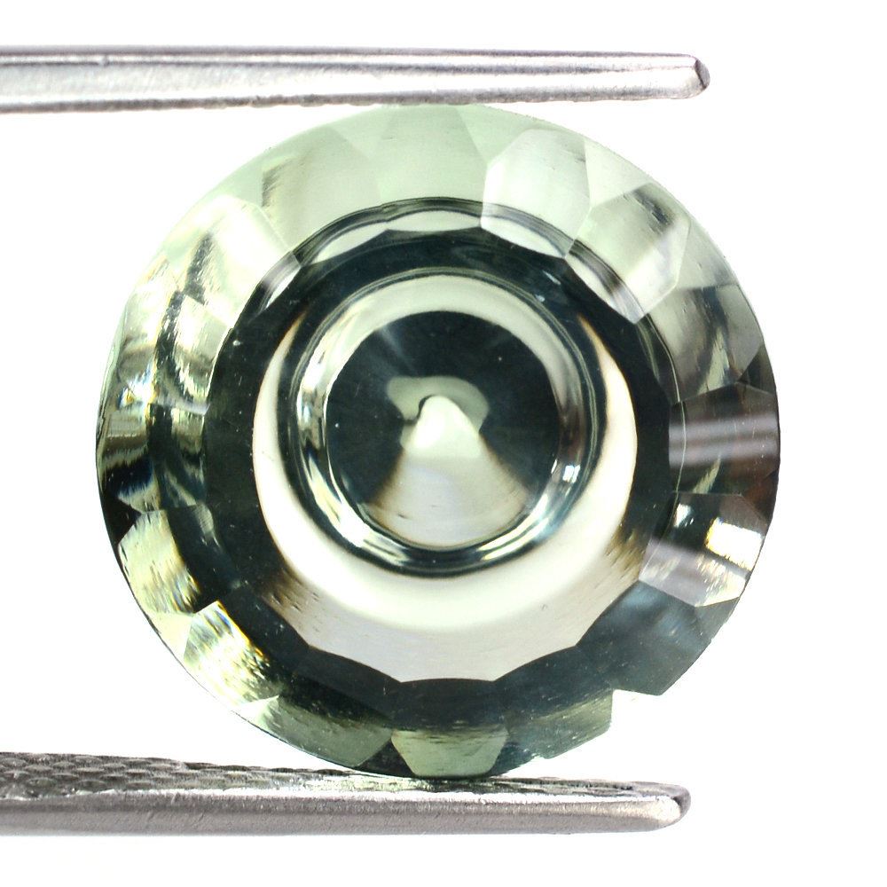 GREEN AMETHYST CONCAVE CONE ROUND (DES#140) 15MM 10.19 Cts.