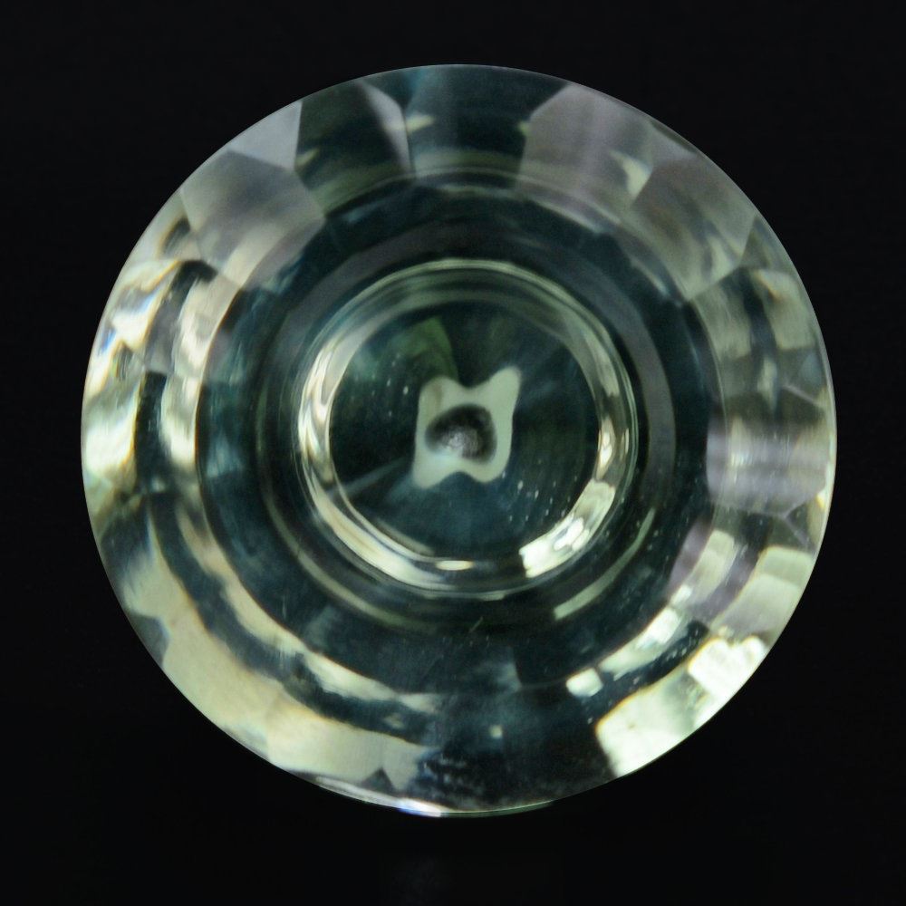 GREEN AMETHYST CONCAVE CONE ROUND (DES#140) 15MM 10.19 Cts.