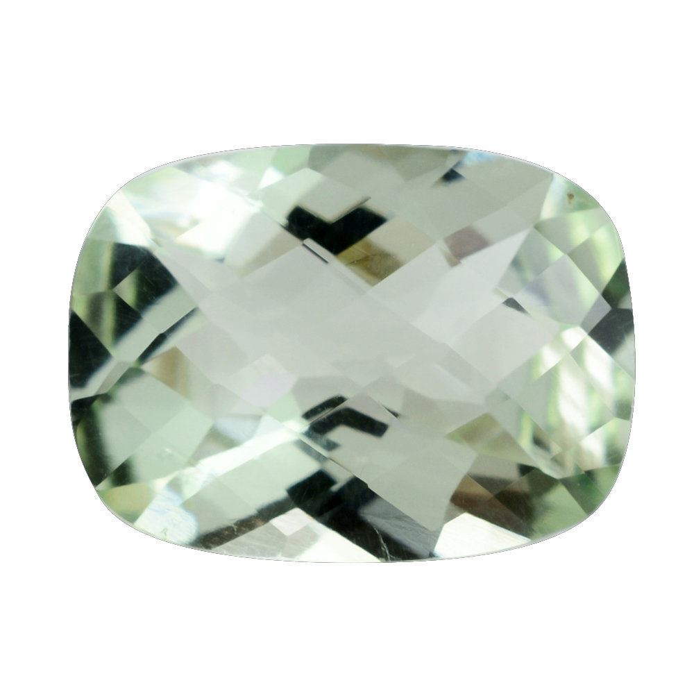 GREEN AMETHYST CHECKER CUT CUSHION 16X12MM 8.59 Cts.