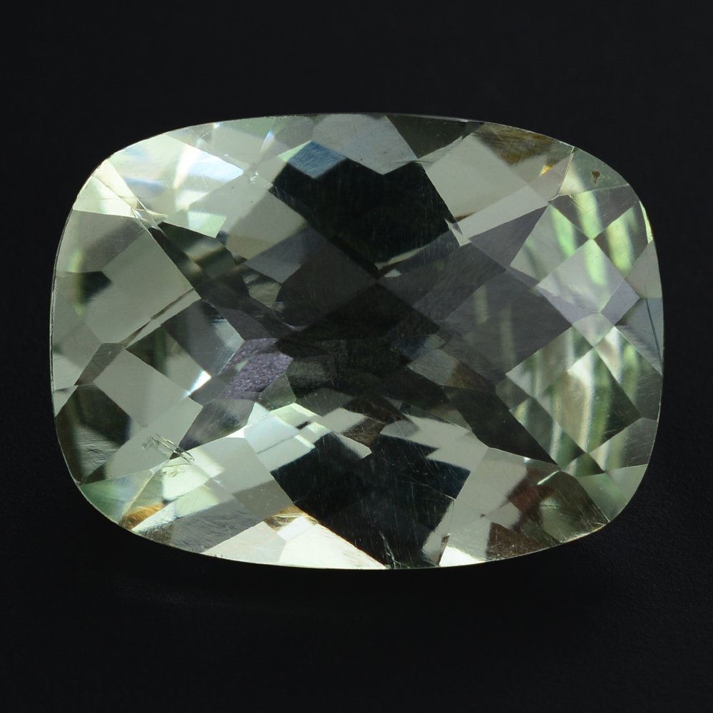 GREEN AMETHYST CHECKER CUT CUSHION 16X12MM 8.59 Cts.