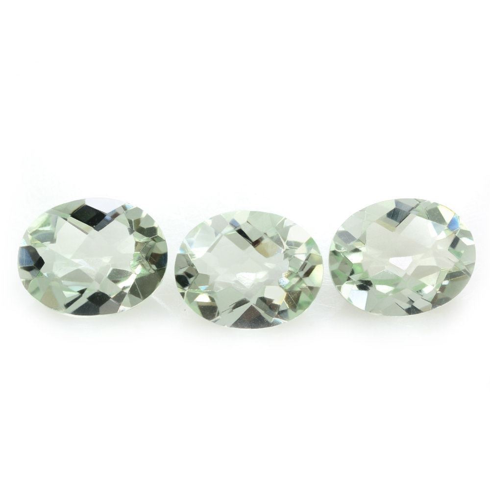 GREEN AMETHYST CHECKER CUT OVAL 10X8MM 2.31 Cts.