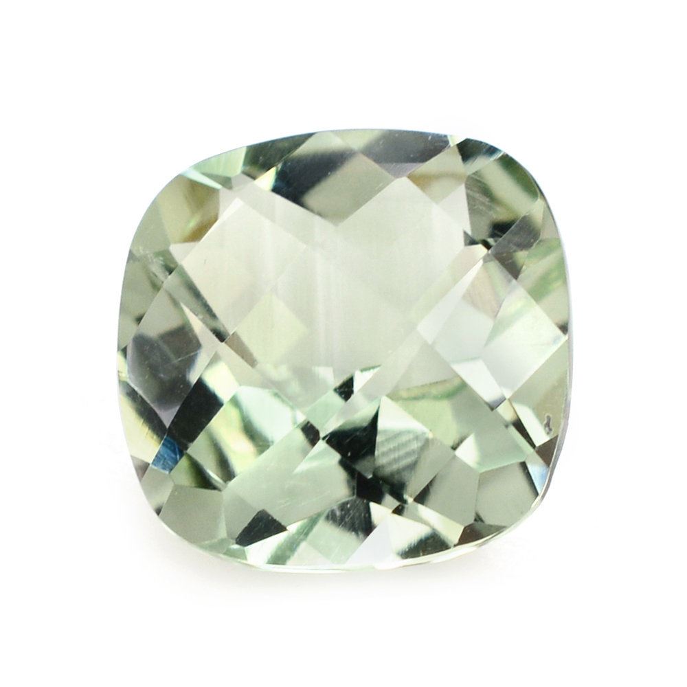 GREEN AMETHYST CHECKER CUT CUSHION 8MM 1.83 Cts.