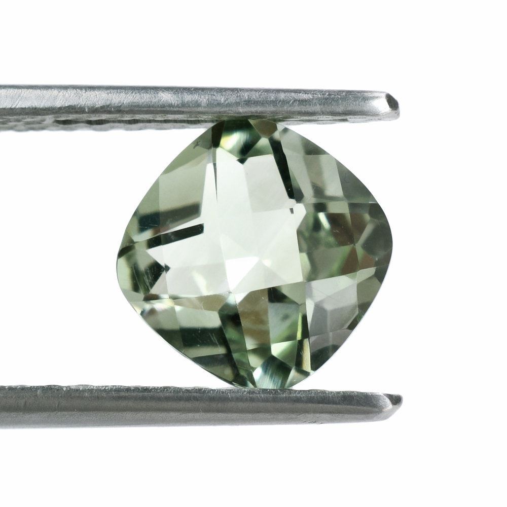 GREEN AMETHYST CHECKER CUT CUSHION 8MM 1.83 Cts.