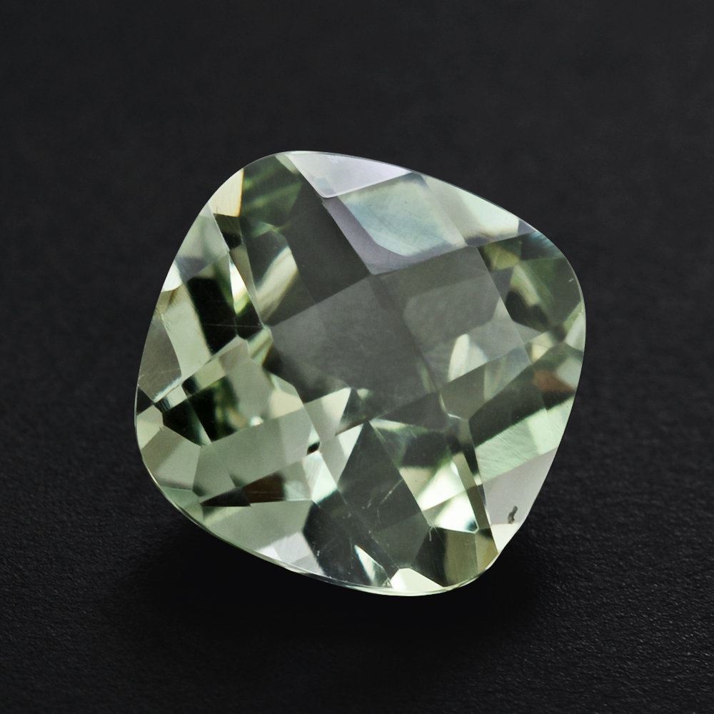 GREEN AMETHYST CHECKER CUT CUSHION 8MM 1.83 Cts.