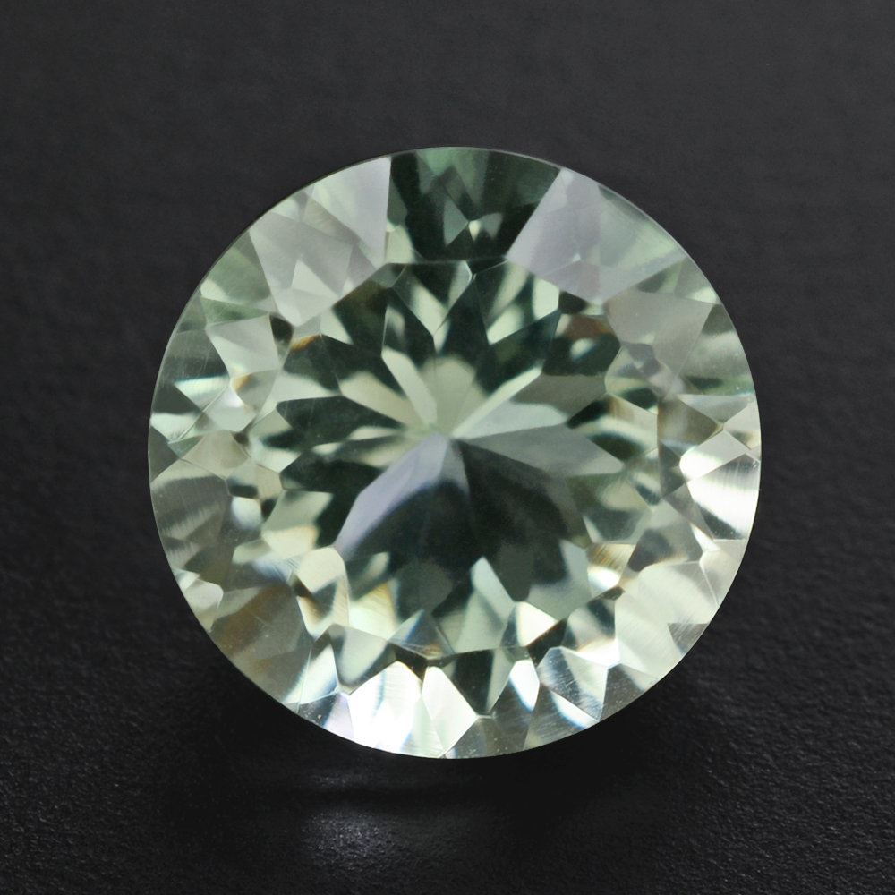 GREEN AMETHYST CONCAVE CUT (NICE COLOR) (DES#45) ROUND 8MM 2.00 Cts.