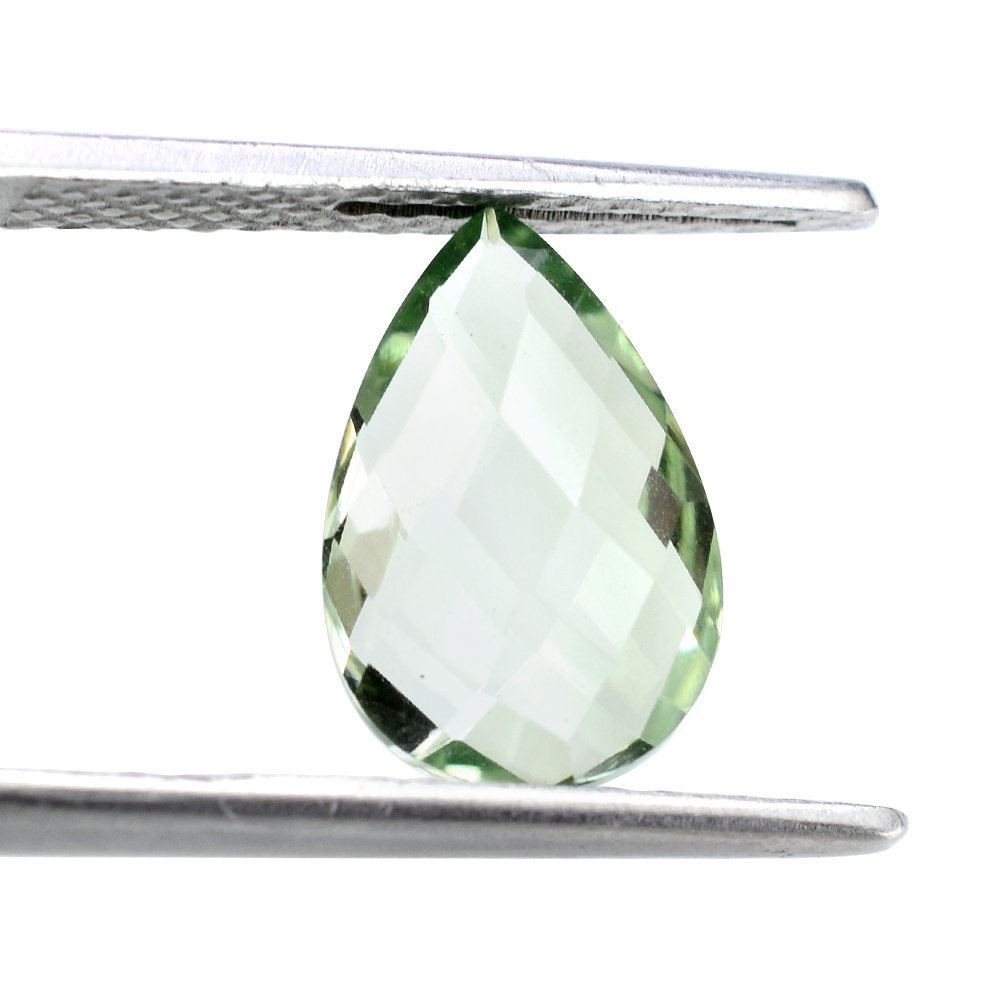 GREEN AMETHYST CHECKER BRIOLETTE (SPECIAL) (PEAR) 12X8MM 2.60 Cts.