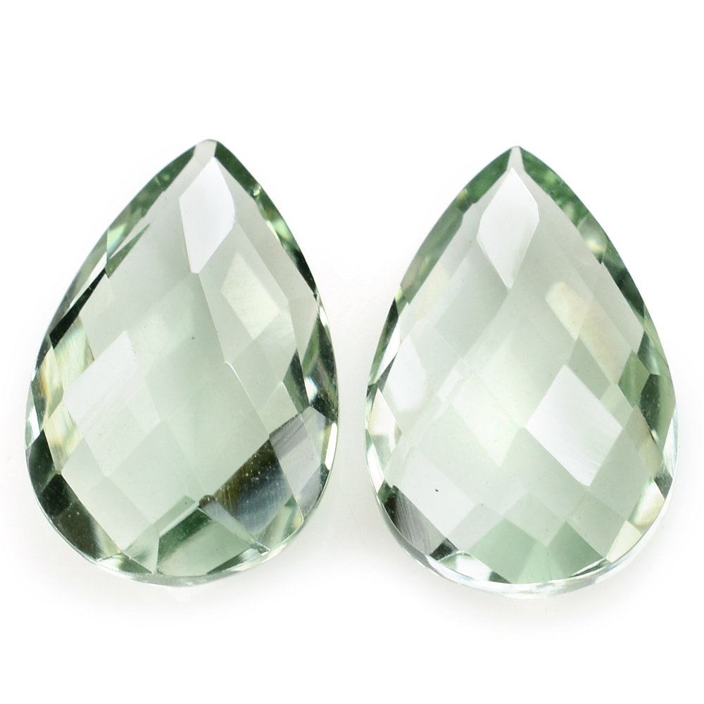 GREEN AMETHYST CHECKER BRIOLETTE (SPECIAL) (PEAR) 12X8MM 2.60 Cts.