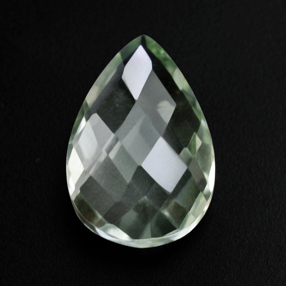 GREEN AMETHYST CHECKER BRIOLETTE (SPECIAL) (PEAR) 12X8MM 2.60 Cts.