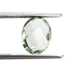 GREEN AMETHYST CHECKER BRIOLETTE OVAL 10X8MM 2.25 Cts.