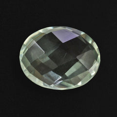 GREEN AMETHYST CHECKER BRIOLETTE OVAL 10X8MM 2.25 Cts.