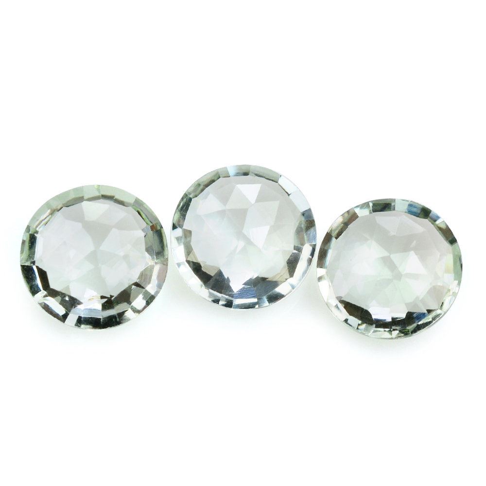 GREEN AMETHYST ROSE CUT BRIOLETTE ROUND 10MM 2.85 Cts.