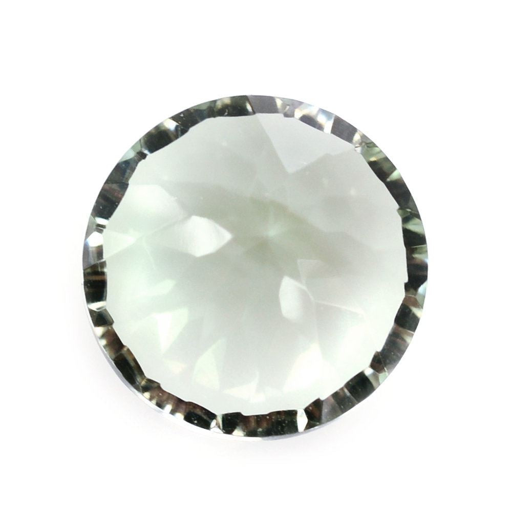 GREEN AMETHYST CONCAVE CUT ROUND (DES#45) 10MM 3.41 Cts.