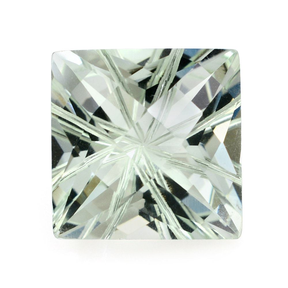 GREEN AMETHYST CHECKER TOP PRINCESS BACK LAZER CUT SQUARE (DES#21) 12MM 7.46 Cts.
