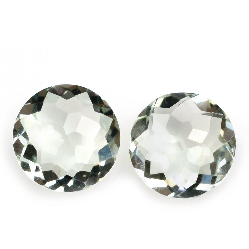 GREEN AMETHYST IRREGULAR FACET BRIOLETTE ROUND 10MM 2.95 Cts.
