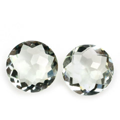 GREEN AMETHYST IRREGULAR FACET BRIOLETTE ROUND 10MM 2.95 Cts.