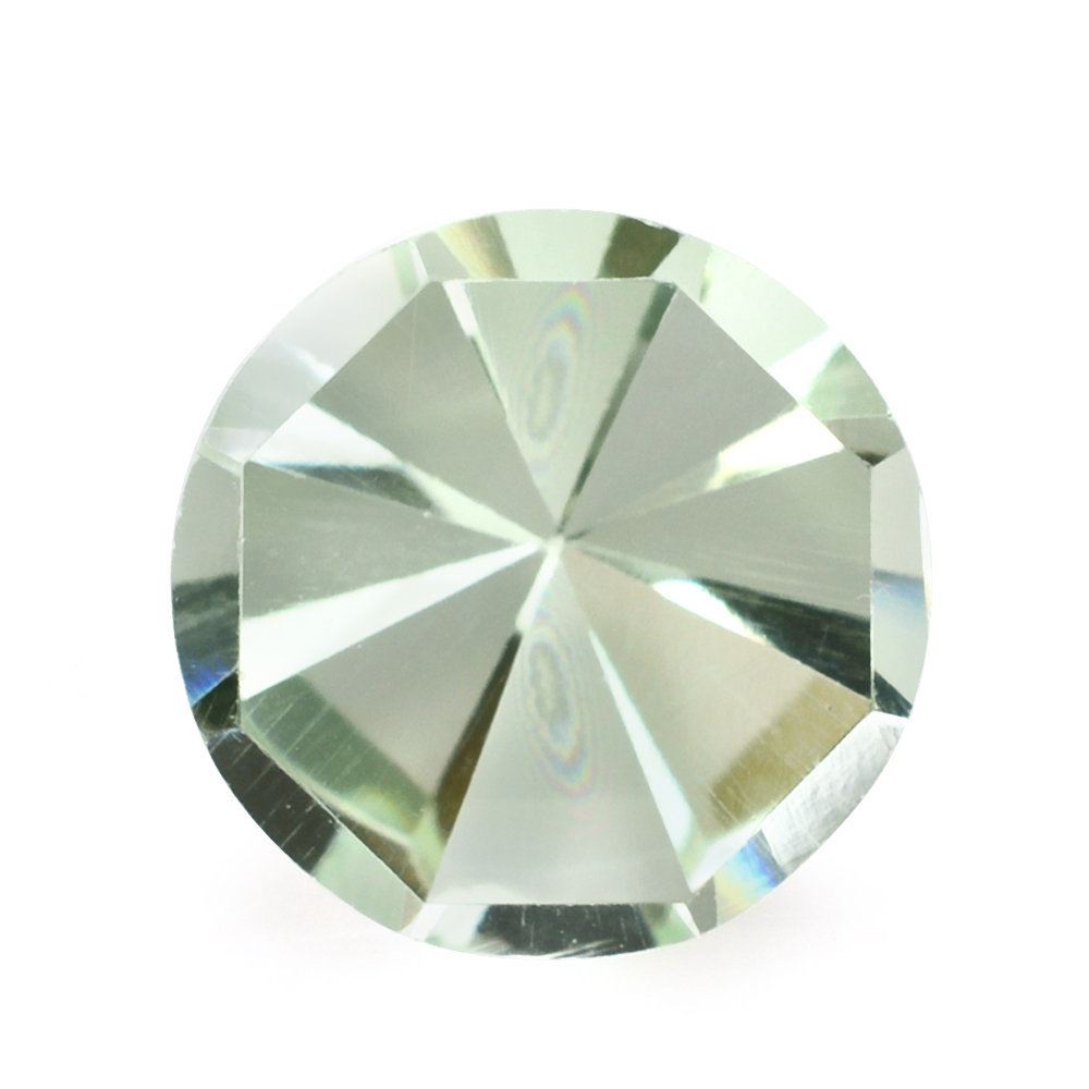 GREEN AMETHYST MIRROR CUT ROUND 12MM 5.44 Cts.